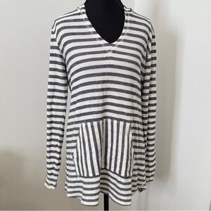 SPERRY Women's Striped Hoodie Pullover Long‎ Sleeve Pocket Casual Size M